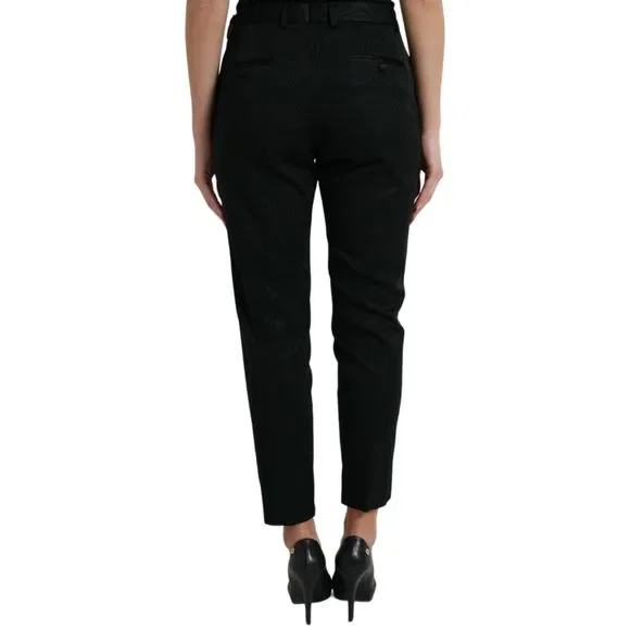 Dolce & Gabbana Black Wool High Waist Cropped Tapered Pants